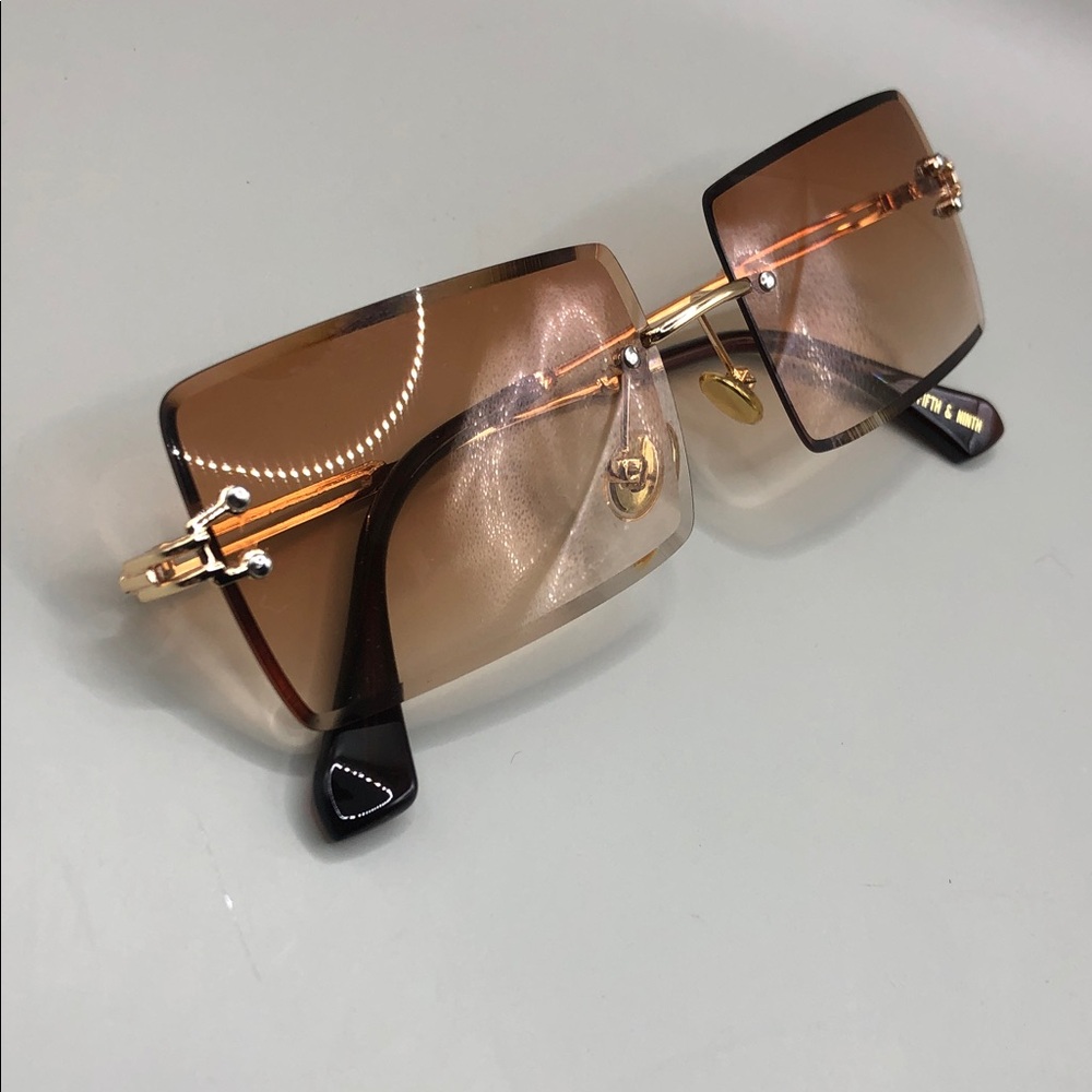 Fifth And Ninth Miami Rimless Gold Brown Gradient Lens Sunglasses Square — image 6 of 8
